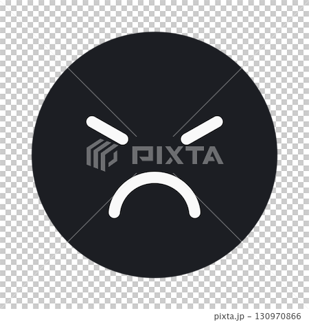 Simple angry face icon [revised version] (face part painted black with white lines) 130970866