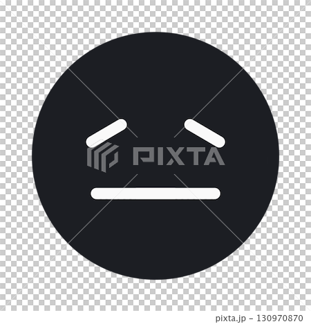 Simple icon of a troubled/sad face [revised version] (face part painted black/white line version) 130970870