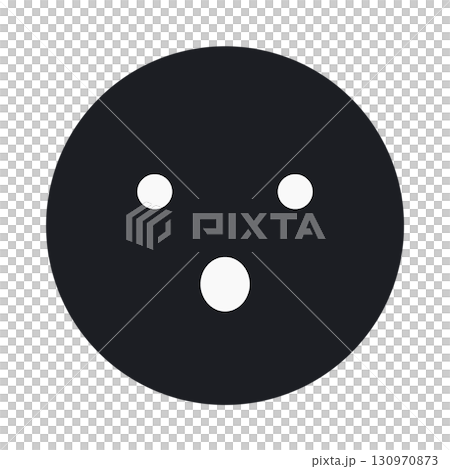 Simple icons of realization, inspiration, and astonishment expressions [revised version] (face part painted black, white line version) 130970873