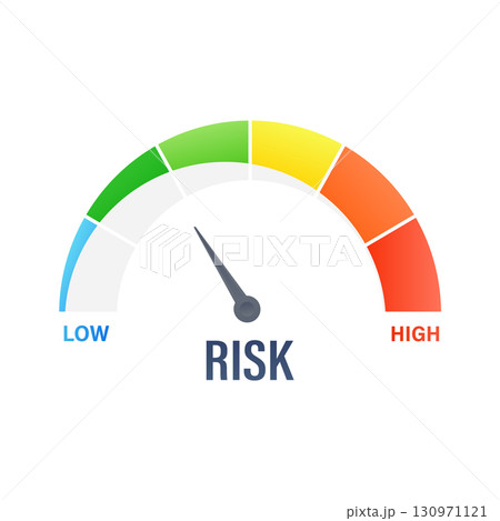 Risk meter indicating low risk level, scorecard...のイラスト素材 [130971121 ...