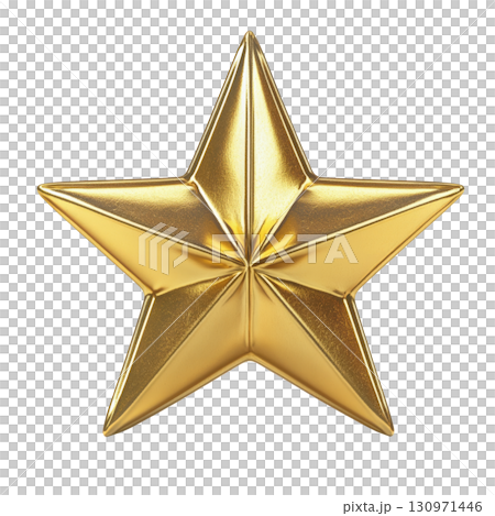Golden Five-Pointed Star With a Shiny Finish for Decoration or Awards Golden Five-Pointed Star With a Shiny Finish for Decoration or Awards 130971446