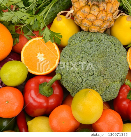 A colorful assortment of fresh fruits and vegetables A colorful assortment of fresh fruits and vegetables 130971555
