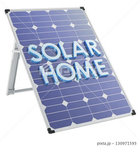 Solar Home panel, renewable energy concept. 3D rendering 130971593