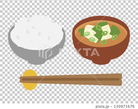 米飯和味噌湯的插圖 130971676