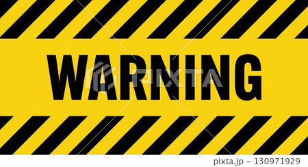 Warning sign with yellow and black diagonal lines. Attention, danger or caution symbol. Construction site signage, road safety notice, hazard banner, security alert shield. Vector illustration Warning sign with yellow and black diagonal lines. Attention, danger or caution symbol. Construction site signage, road safety notice, hazard banner, security alert shield. Vector illustration 130971929