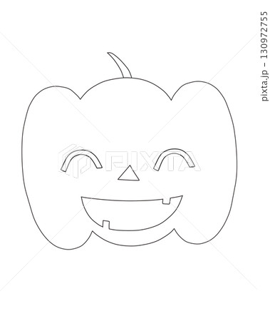 ハロウィンかぼちゃの線画(スマイル/モノクロ) ハロウィンかぼちゃの線画(スマイル/モノクロ) 130972755