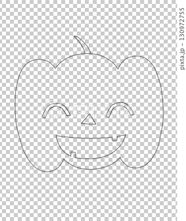 ハロウィンかぼちゃの線画(スマイル/モノクロ) ハロウィンかぼちゃの線画(スマイル/モノクロ) 130972755