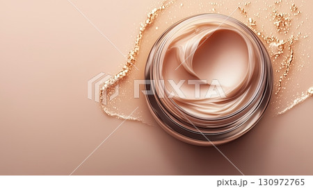 Creamy skincare product with smooth texture on a soft background setting 130972765