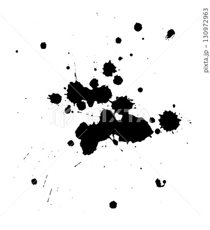 Splatter Paint Texture . Black Spray Blot of Ink. Place illustration Over any Object to Create Grungy Effect . hand drawn. Not AI, Vector 130972963
