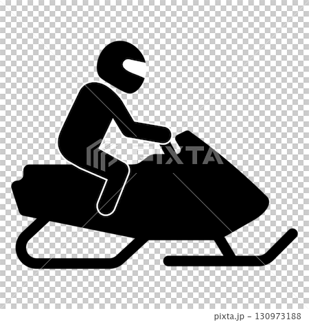 スノーモービルに乗る人物のシルエット 130973188