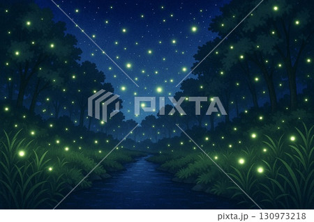 ホタル　夜景　アニメ調 130973218