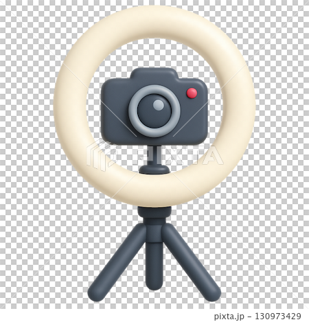 附圓形燈的攝影相機 130973429