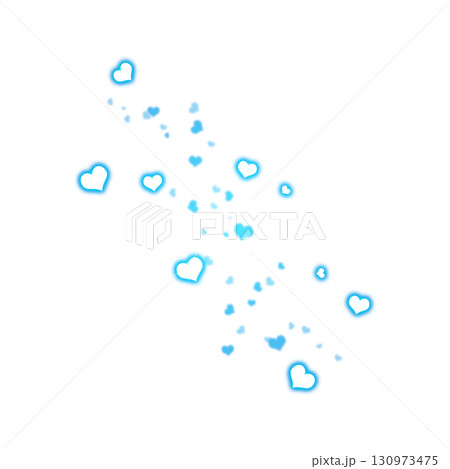 透明背景に青く光るハートの粒子 130973475