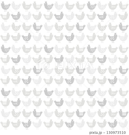 北欧風ニワトリ柄シームレスパターン背景(グレー) 北欧風ニワトリ柄シームレスパターン背景(グレー) 130973510
