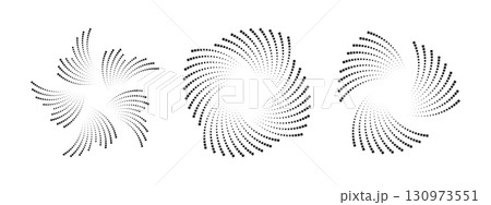 Black dotted circular sound wave pattern. Abstract radial equalizer for music visualization, audio spectrum, or digital radar design. Vector illustration. 130973551