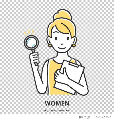 一位年輕女子正在做研究的插圖 130973707