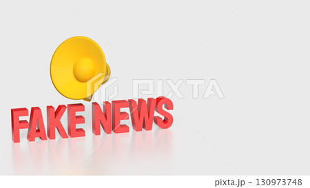 The Red Fake news and yellow megaphone image 3d Rendering. 130973748