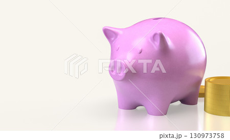 The Piggy bank and gold coins  for Saving or Earn concept 3d Rendering. 130973758