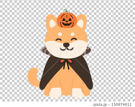ハロウィンの仮装をした柴犬のイラスト 130974012