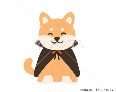 ハロウィンの仮装をした柴犬のイラスト 130974013