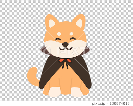 ハロウィンの仮装をした柴犬のイラスト 130974013
