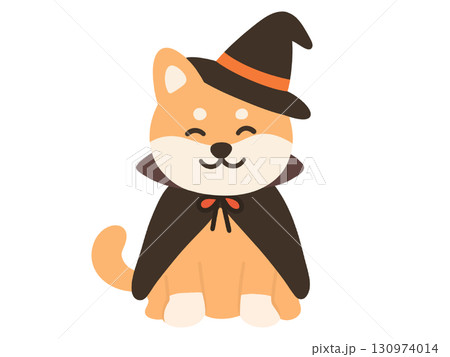 ハロウィンの仮装をした柴犬のイラスト 130974014