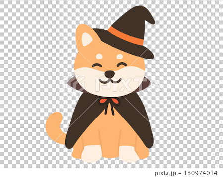 ハロウィンの仮装をした柴犬のイラスト 130974014
