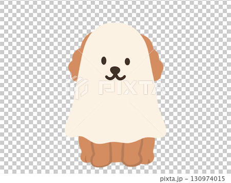 Illustration of a poodle dog dressed up for Halloween 130974015