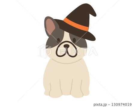 ハロウィンの仮装をしたフレンチブルドッグ犬のイラスト ハロウィンの仮装をしたフレンチブルドッグ犬のイラスト 130974019