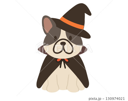 ハロウィンの仮装をしたフレンチブルドッグ犬のイラスト 130974021
