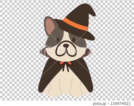 ハロウィンの仮装をしたフレンチブルドッグ犬のイラスト 130974021