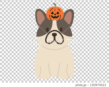 Illustration of a French bulldog dressed up for Halloween Illustration of a French bulldog dressed up for Halloween 130974022