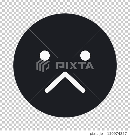 Simple icon of a dissatisfied face [revised version] (face part painted black, white line version) 130974227