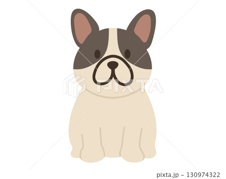 お座りをするフレンチブルドッグ犬のイラスト 130974322