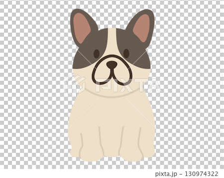 お座りをするフレンチブルドッグ犬のイラスト 130974322