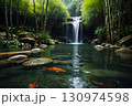新緑の中を泳ぐ鯉 130974598