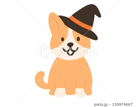 ハロウィンの仮装をしたコーギー犬のイラスト 130974667