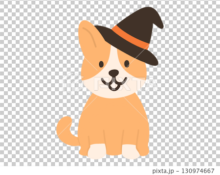 ハロウィンの仮装をしたコーギー犬のイラスト 130974667