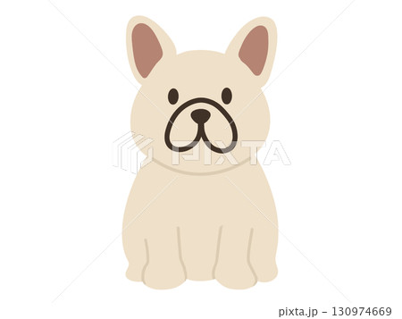 お座りをしているフレンチブルドッグのイラスト お座りをしているフレンチブルドッグのイラスト 130974669