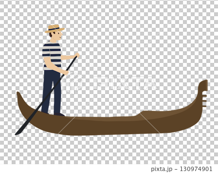 イタリアの観光名所ヴェネツィアの風景イラスト　ゴンドラを漕ぐ男性 130974901