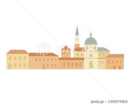 イタリアの観光名所ヴェネツィアの風景イラスト　建物のみ 130974902