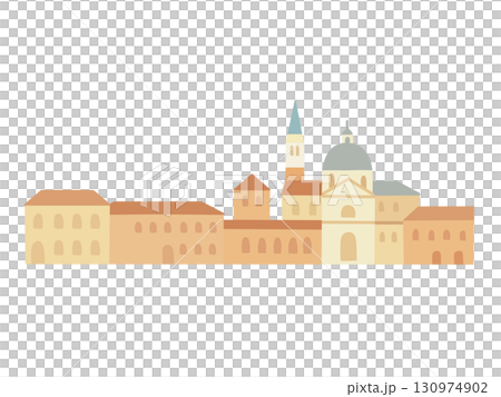 Landscape illustration of Venice, a tourist attraction in Italy (buildings only) 130974902