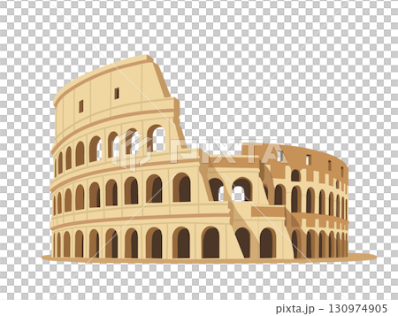 Illustration of the Colosseum, a tourist attraction in Italy Illustration of the Colosseum, a tourist attraction in Italy 130974905