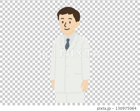 一位身穿白大褂的醫生站著 130975064