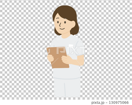立っているカルテを持ったナースさん 130975066