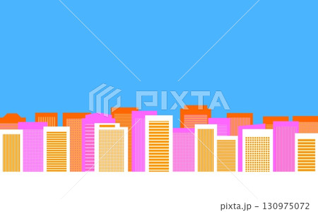 都市風景 街並み ビル ホワイトスペース ピンク オレンジ色 都市風景 街並み ビル ホワイトスペース ピンク オレンジ色 130975072