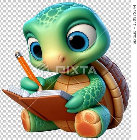 A turtle writing notes in a notebook 130975544