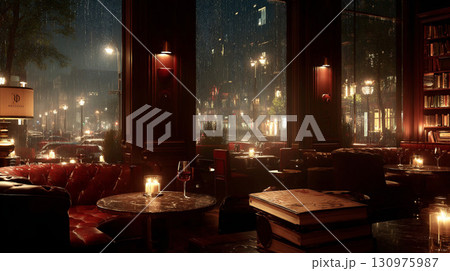 雨の夜のクラシックラウンジ 130975987