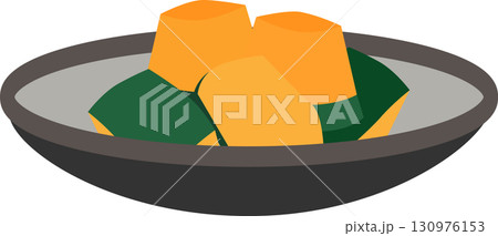 シンプルなかぼちゃの煮つけのイラスト素材 130976153