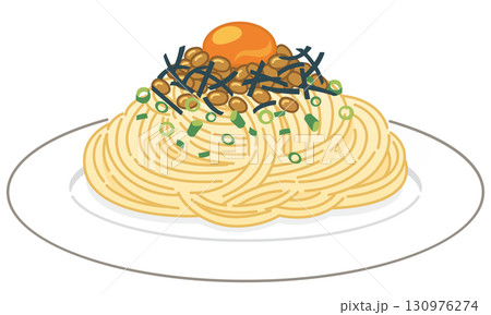 黄身のっけ和風納豆パスタ（フォークなし） 130976274